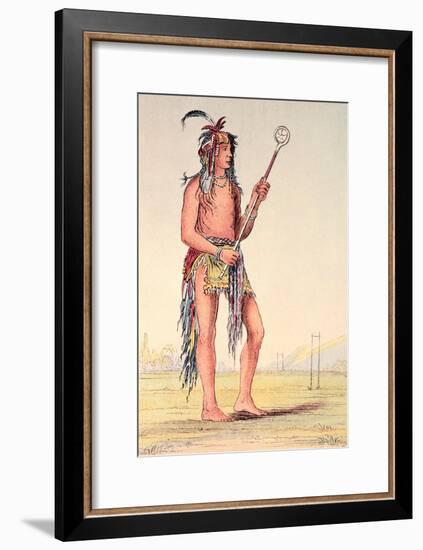 Sioux Ball Player Ah-No-Je-Nange, "He Who Stands on Both Sides", 19th Century-George Catlin-Framed Giclee Print