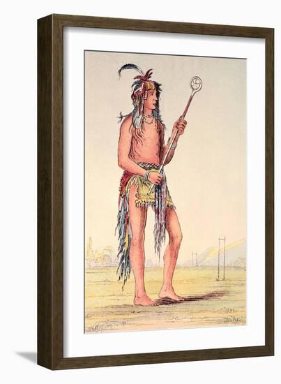 Sioux Ball Player Ah-No-Je-Nange, "He Who Stands on Both Sides", 19th Century-George Catlin-Framed Giclee Print