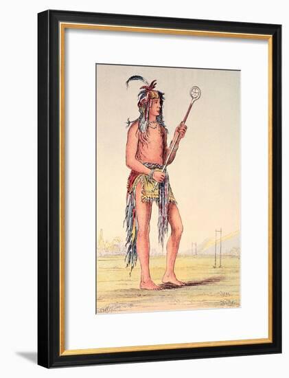 Sioux Ball Player Ah-No-Je-Nange, "He Who Stands on Both Sides", 19th Century-George Catlin-Framed Giclee Print