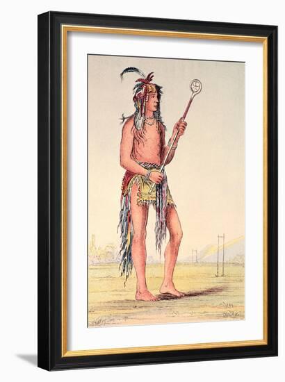 Sioux Ball Player Ah-No-Je-Nange, "He Who Stands on Both Sides", 19th Century-George Catlin-Framed Giclee Print