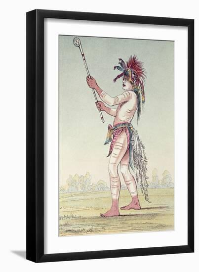 Sioux Ball Player We-Chush-Ta-Doo-Ta, 'The Red Man-George Catlin-Framed Giclee Print