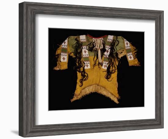 Sioux Beaded and Fringed Hide Warrior's Shirt-null-Framed Giclee Print