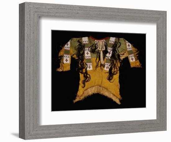 Sioux Beaded and Fringed Hide Warrior's Shirt-null-Framed Giclee Print