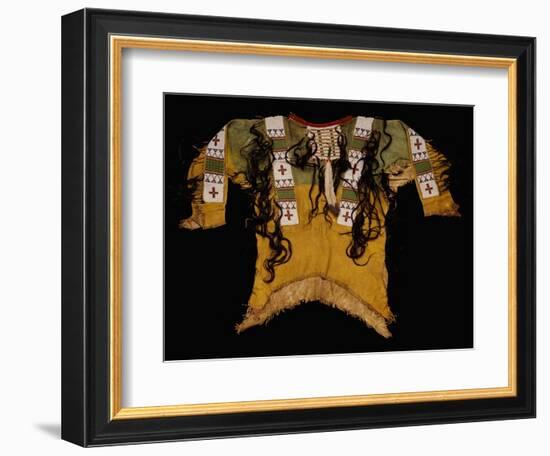 Sioux Beaded and Fringed Hide Warrior's Shirt-null-Framed Giclee Print