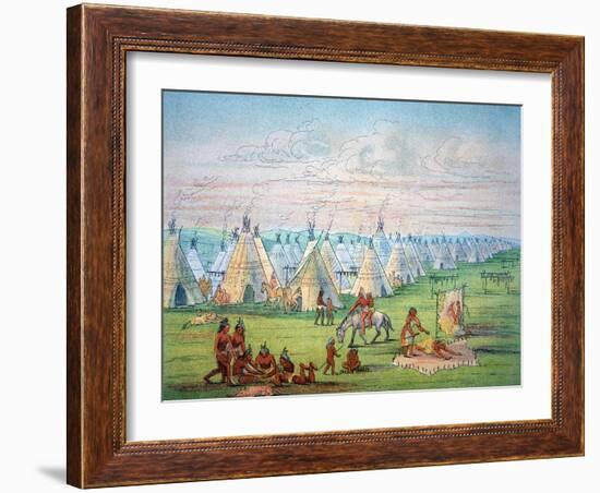 Sioux Camp Scene, 1841-George Catlin-Framed Giclee Print