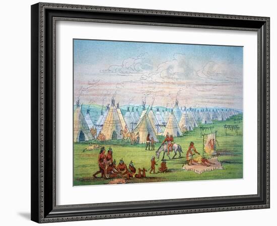 Sioux Camp Scene, 1841-George Catlin-Framed Giclee Print