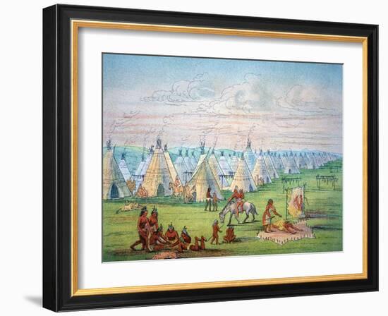 Sioux Camp Scene, 1841-George Catlin-Framed Giclee Print