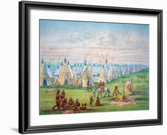 Sioux Camp Scene, 1841-George Catlin-Framed Giclee Print