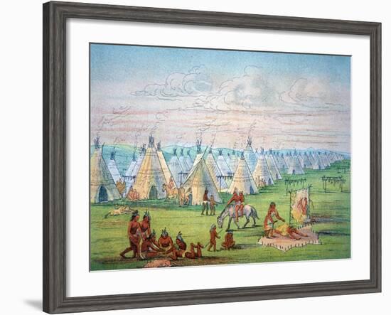 Sioux Camp Scene, 1841-George Catlin-Framed Giclee Print