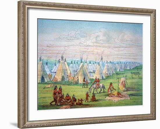 Sioux Camp Scene, 1841-George Catlin-Framed Giclee Print