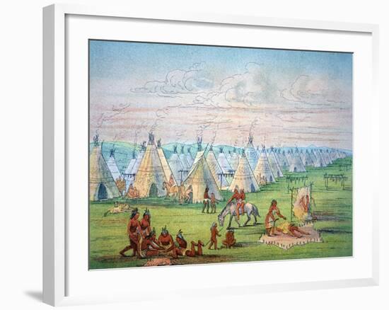 Sioux Camp Scene, 1841-George Catlin-Framed Giclee Print