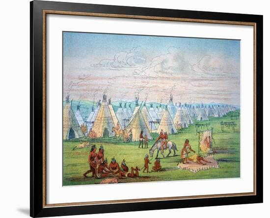 Sioux Camp Scene, 1841-George Catlin-Framed Giclee Print