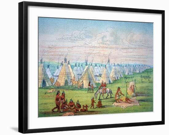 Sioux Camp Scene, 1841-George Catlin-Framed Giclee Print