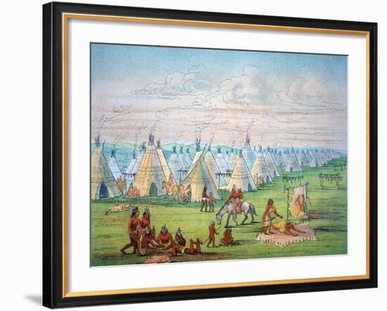 Sioux Camp Scene, 1841-George Catlin-Framed Giclee Print