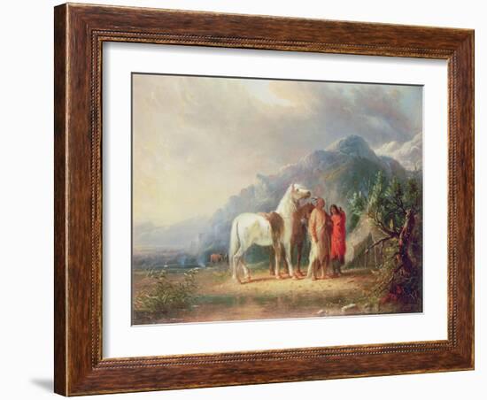 Sioux Camp Scene-Alfred Jacob Miller-Framed Giclee Print