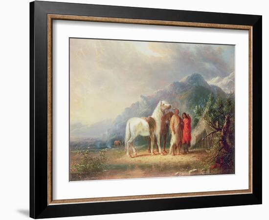 Sioux Camp Scene-Alfred Jacob Miller-Framed Giclee Print