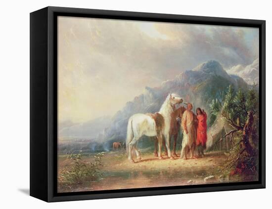 Sioux Camp Scene-Alfred Jacob Miller-Framed Premier Image Canvas