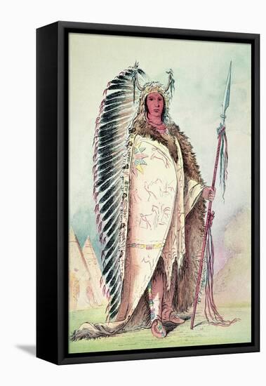 Sioux Chief, "The Black Rock", 19th Century-George Catlin-Framed Premier Image Canvas