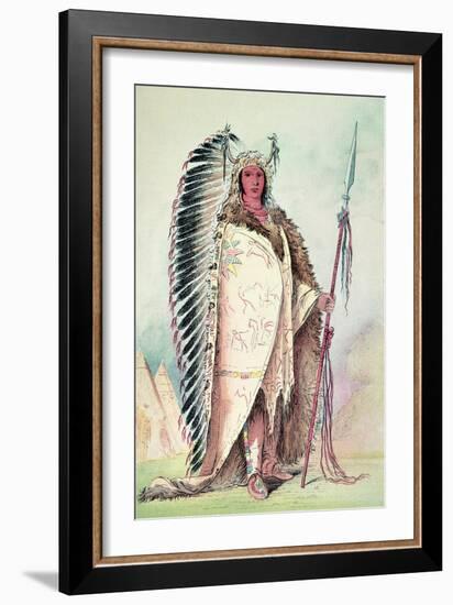 Sioux Chief, "The Black Rock", 19th Century-George Catlin-Framed Giclee Print