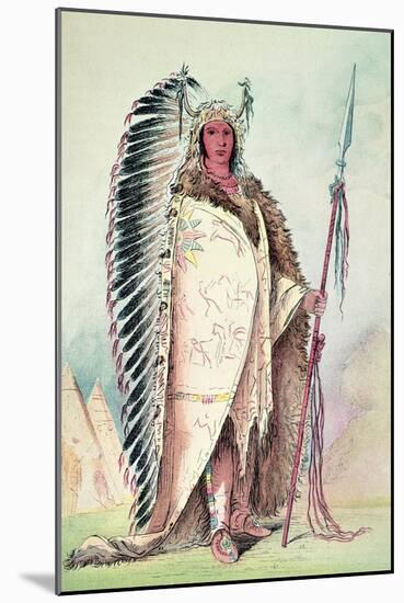 Sioux Chief, "The Black Rock", 19th Century-George Catlin-Mounted Giclee Print