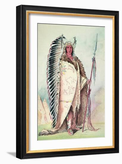 Sioux Chief, "The Black Rock", 19th Century-George Catlin-Framed Giclee Print