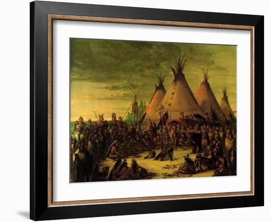 Sioux Council, 1847-George Catlin-Framed Giclee Print