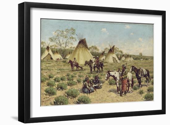 Sioux Encampment, Porcupine, 1910-John Hauser-Framed Giclee Print