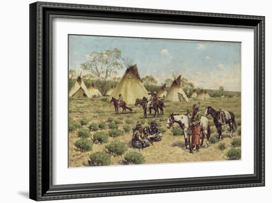 Sioux Encampment, Porcupine, 1910-John Hauser-Framed Giclee Print