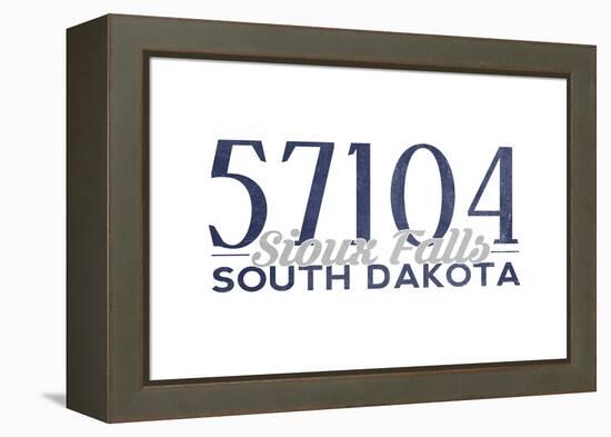 Sioux Falls, South Dakota - 57104 Zip Code (Blue)-Lantern Press-Framed Stretched Canvas