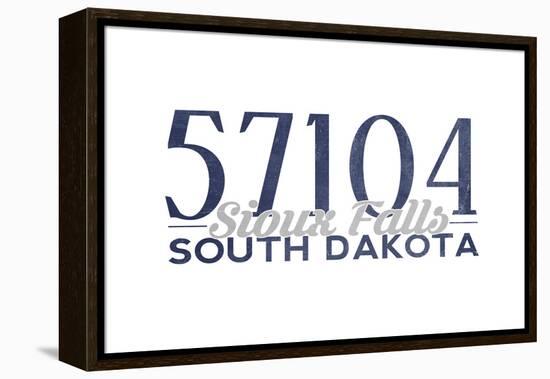 Sioux Falls, South Dakota - 57104 Zip Code (Blue)-Lantern Press-Framed Stretched Canvas