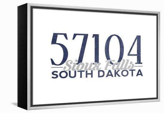 Sioux Falls, South Dakota - 57104 Zip Code (Blue)-Lantern Press-Framed Stretched Canvas