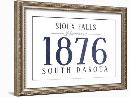 Sioux Falls, South Dakota - Established Date (Blue)-Lantern Press-Framed Art Print