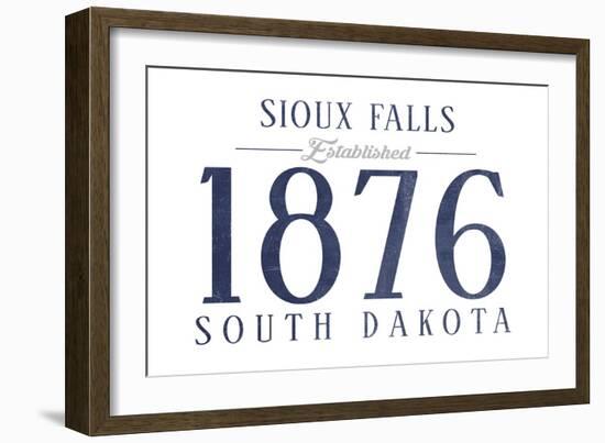 Sioux Falls, South Dakota - Established Date (Blue)-Lantern Press-Framed Art Print