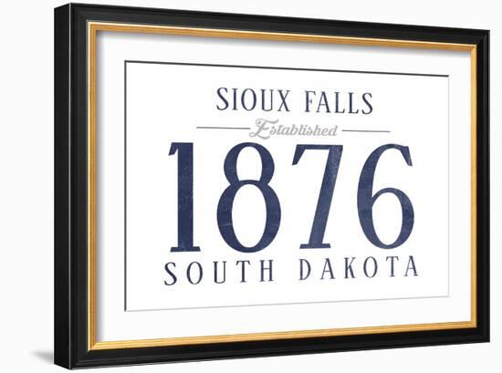 Sioux Falls, South Dakota - Established Date (Blue)-Lantern Press-Framed Art Print