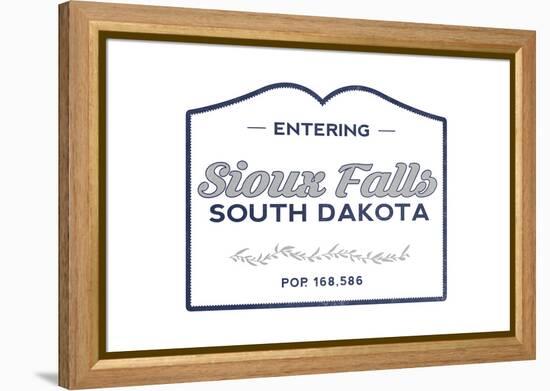 Sioux Falls, South Dakota - Now Entering (Blue)-Lantern Press-Framed Stretched Canvas