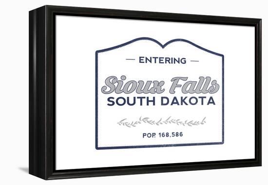 Sioux Falls, South Dakota - Now Entering (Blue)-Lantern Press-Framed Stretched Canvas