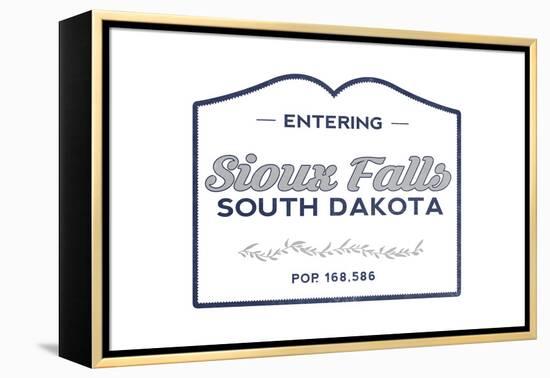 Sioux Falls, South Dakota - Now Entering (Blue)-Lantern Press-Framed Stretched Canvas