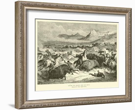 Sioux Hunting Buffalo-Gustave Doré-Framed Giclee Print