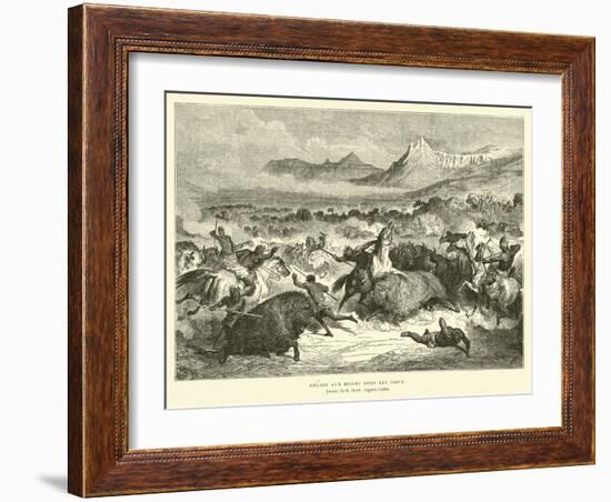 Sioux Hunting Buffalo-Gustave Doré-Framed Giclee Print