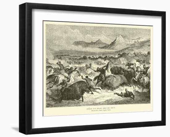 Sioux Hunting Buffalo-Gustave Doré-Framed Giclee Print