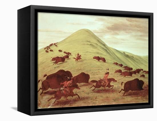 Sioux Indians Hunting Buffalo, 1835-George Catlin-Framed Premier Image Canvas