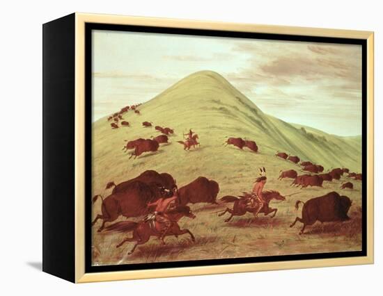 Sioux Indians Hunting Buffalo, 1835-George Catlin-Framed Premier Image Canvas