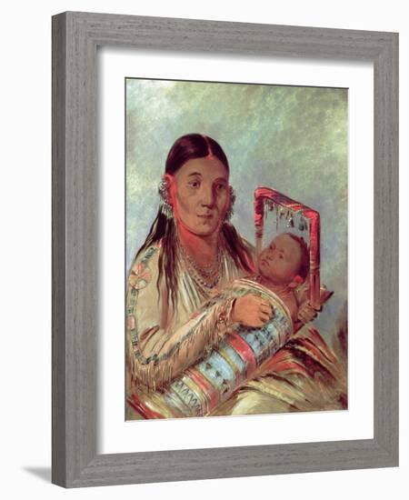 Sioux Mother and Baby, c.1830-George Catlin-Framed Giclee Print