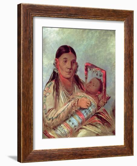 Sioux Mother and Baby, c.1830-George Catlin-Framed Giclee Print