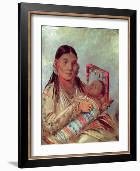 Sioux Mother and Baby, c.1830-George Catlin-Framed Giclee Print