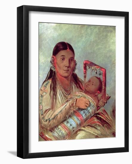 Sioux Mother and Baby, c.1830-George Catlin-Framed Giclee Print