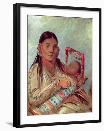 Sioux Mother and Baby, c.1830-George Catlin-Framed Giclee Print