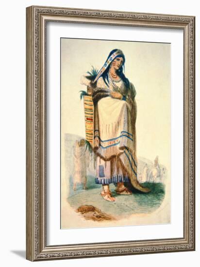 Sioux Mother with Baby in a Cradleboard-George Catlin-Framed Giclee Print