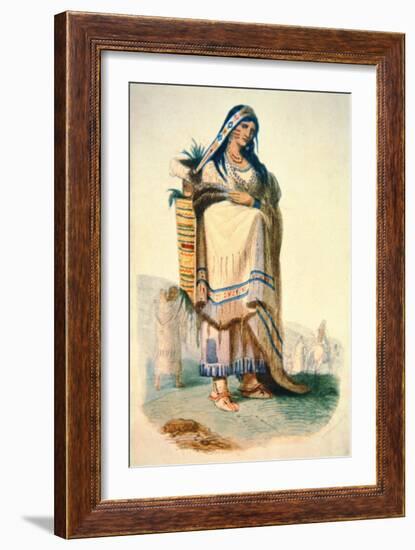 Sioux Mother with Baby in a Cradleboard-George Catlin-Framed Giclee Print