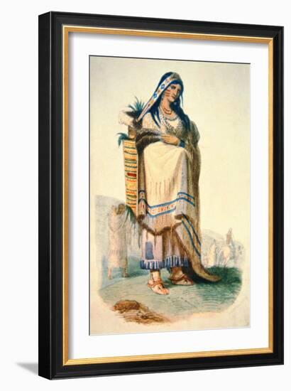 Sioux Mother with Baby in a Cradleboard-George Catlin-Framed Giclee Print